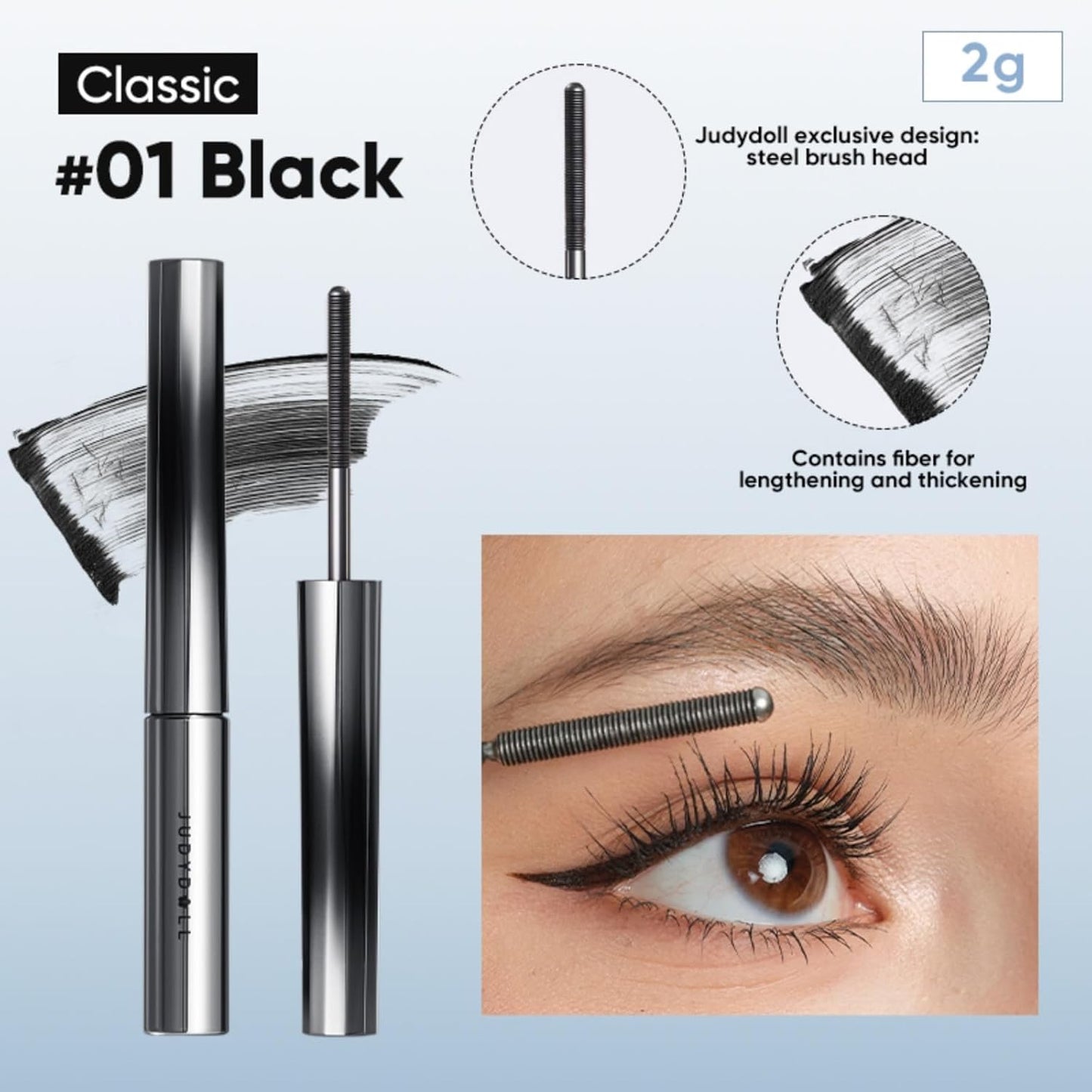 3D Curling Eyelash Iron Mascara -Waterproof, Volumizing and Lengthening, Smudge-Proof, Clump-Free, Ultra Fine, Black & Brown Tubing Mascara, Classic & Upgraded Edition, Suitable for All Types
