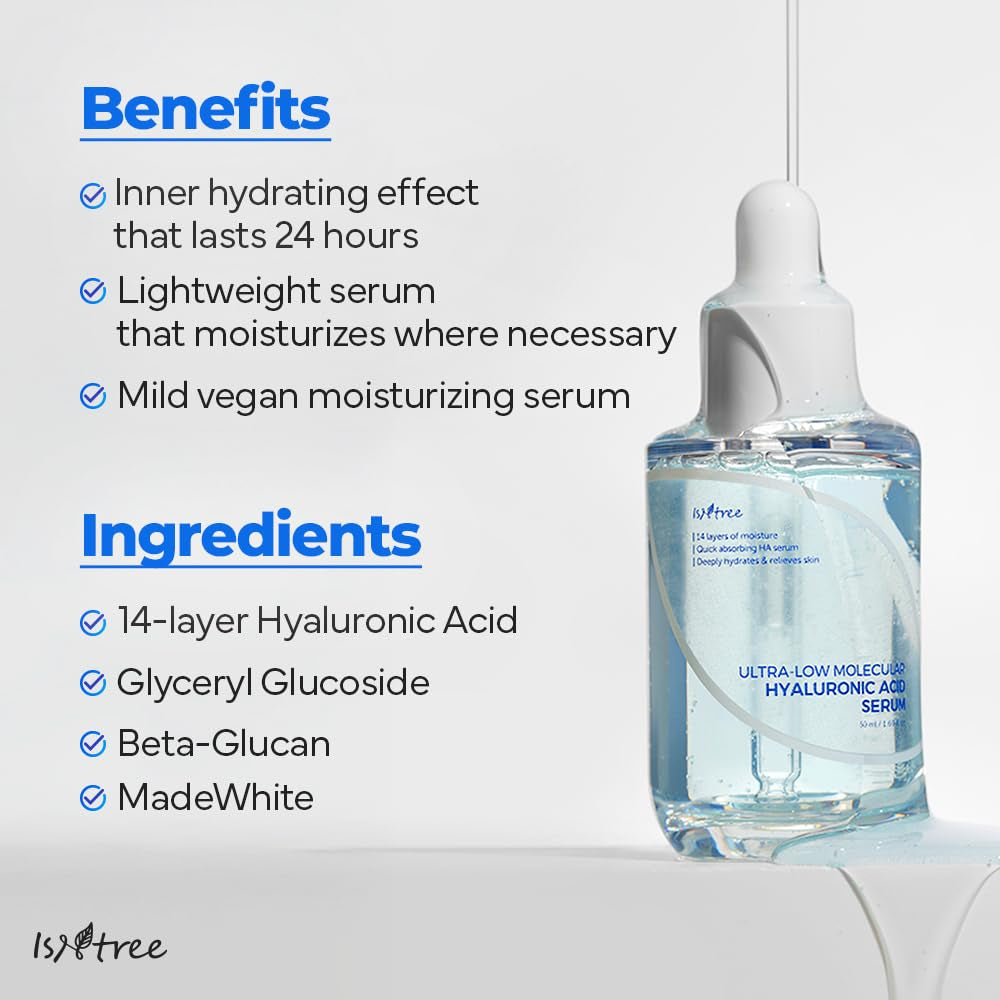 Ultra-Low Molecular Hyaluronic Acid Serum 1.69 Fl.Oz | Vegan Korean Skincare | 14-Complex Hyaluronic Acid | Deep Hydration | Lightweight & Fast-Absorbing