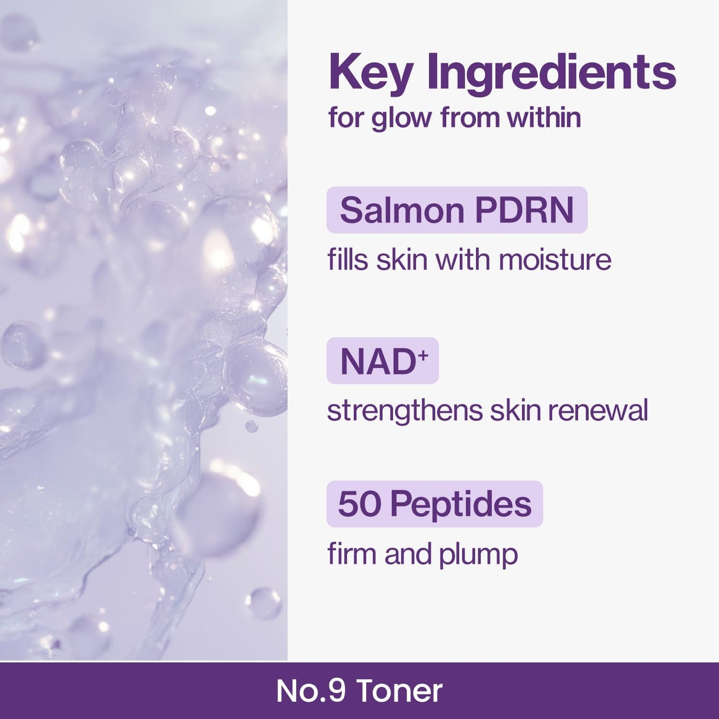No.9 Toner | NAD+ PDRN Glow Boosting Toner | Glowing, Firming, Hydrating, Elasticity, Wrinkles, Fine Lines, Korean Skincare | Salmon PDRN, Peptides, NAD | Essence for Dry Skin | 5.07 Fl. Oz