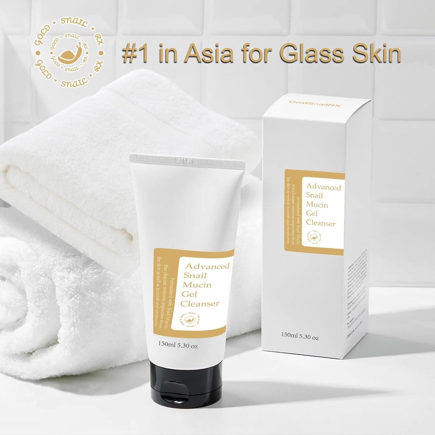 Advanced Snail Mucin Gel Cleanser, 5.07 Fl Oz/150 Ml Rich Daily Deep Cleansing for Dry & Sensative Skin Luxury Korean Skincare Not Tested on Animals No Parabens