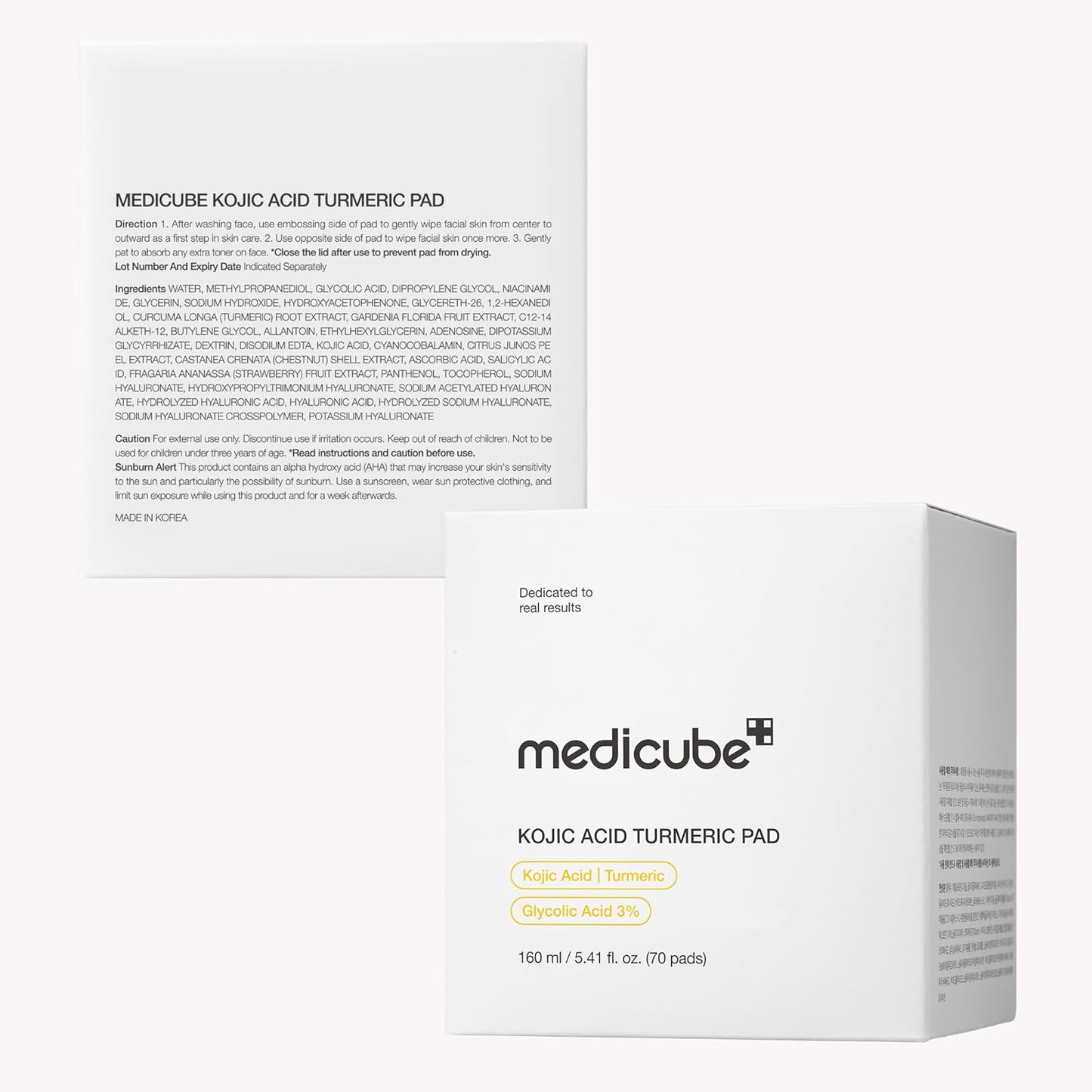 Kojic Acid Turmeric Clarifying Toner Pad for Troubled Skin & Use after Spot Care | Soothing & Calming with Kojic Acid, Turmeric, Niacinamide, and Glycolic Acid | Korean Skin Care, 70 Pads