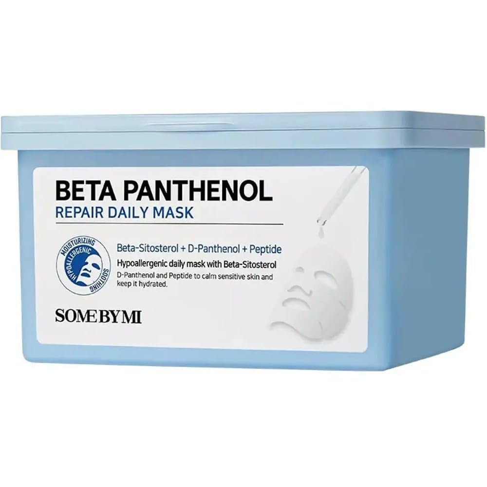 Beta-Panthenol Repair Daily Mask - 30 Sheets, 11.8Oz - Daily Vegan Korean Face Sheet Mask for Skin Barrier Recovery - Hydrating and Moisturizing Skin Care with Panthenol - Korean Skin Care