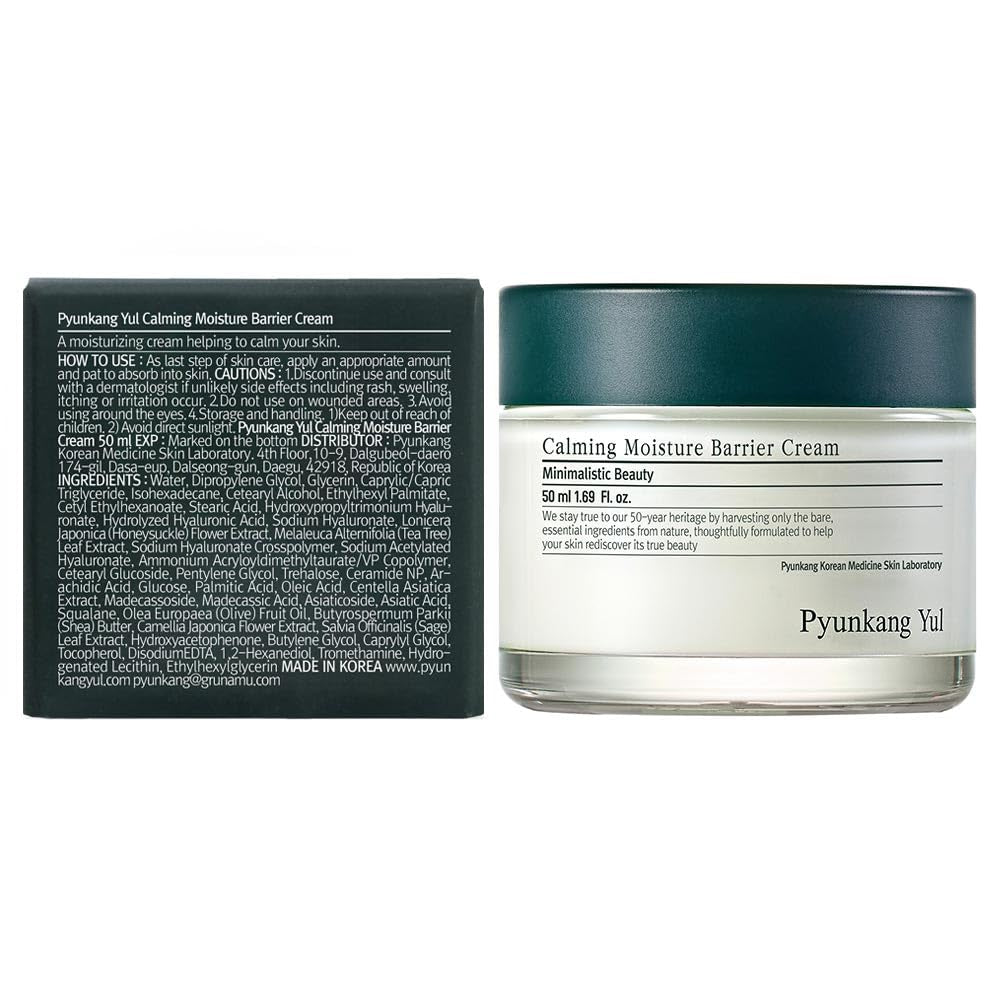 PKY Calming Moisture Barrier Cream Instantly Soothes Sensitive Skin, Hyaluronic Acid & Ceramide for Hydration, Vegan, Korean Skincare (1.69 Fl. Oz, 50Ml)