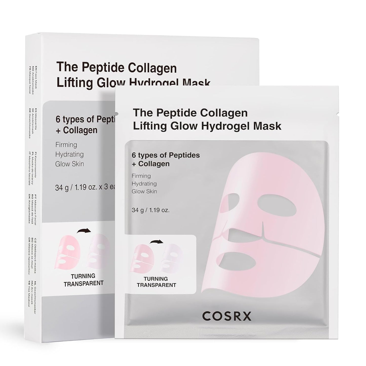 the Peptide Collagen Lifting Glow Hydrogel Face Masks Skincare 3 EA, Collagen Face Mask, Travel Essentials, Overnight Face Mask, Korean Skincare