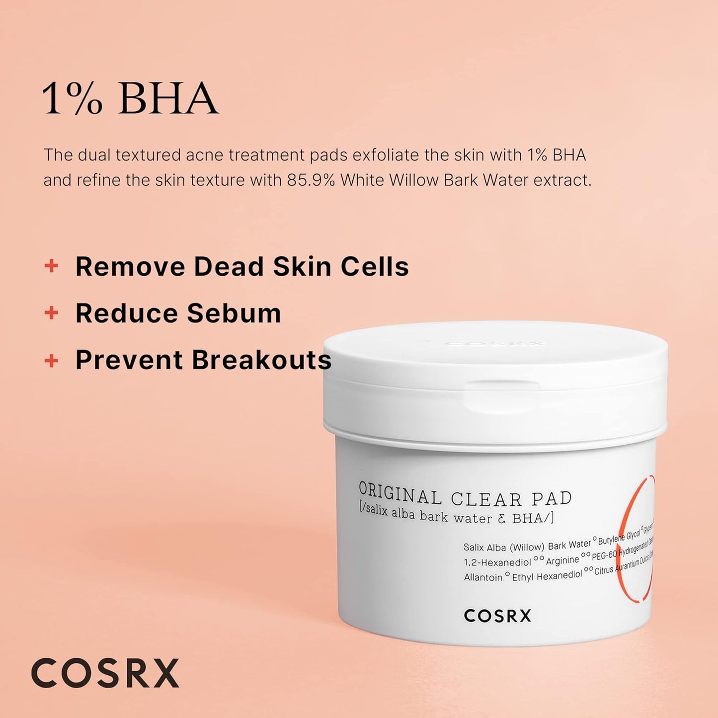 BHA Toner Pads, 70 Sheets, Exfoliating Pads for Dead Skin & Blackheads, Minimize Pores, Prevent Breakouts, Improve Skin Texture, Korean Skin Care