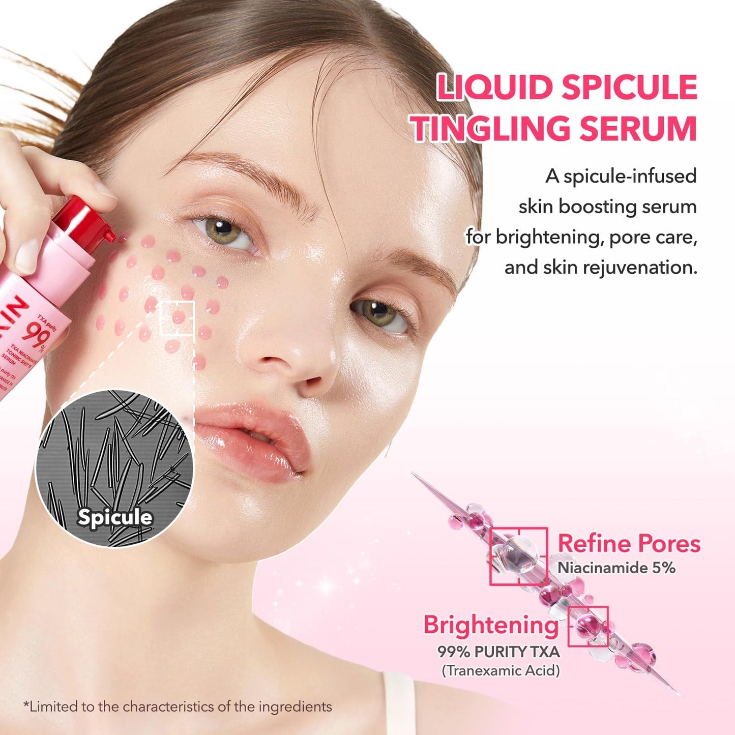 TXA Niacinamide Toning Shot 99 Spicule Facial Serum|Skin Booster Serum for Brightening and Pore Care|99% High-Purity Tranexamic Acid 3% + Niacinamide 5%|Korean Skin Care|1.01 Fl. Oz.