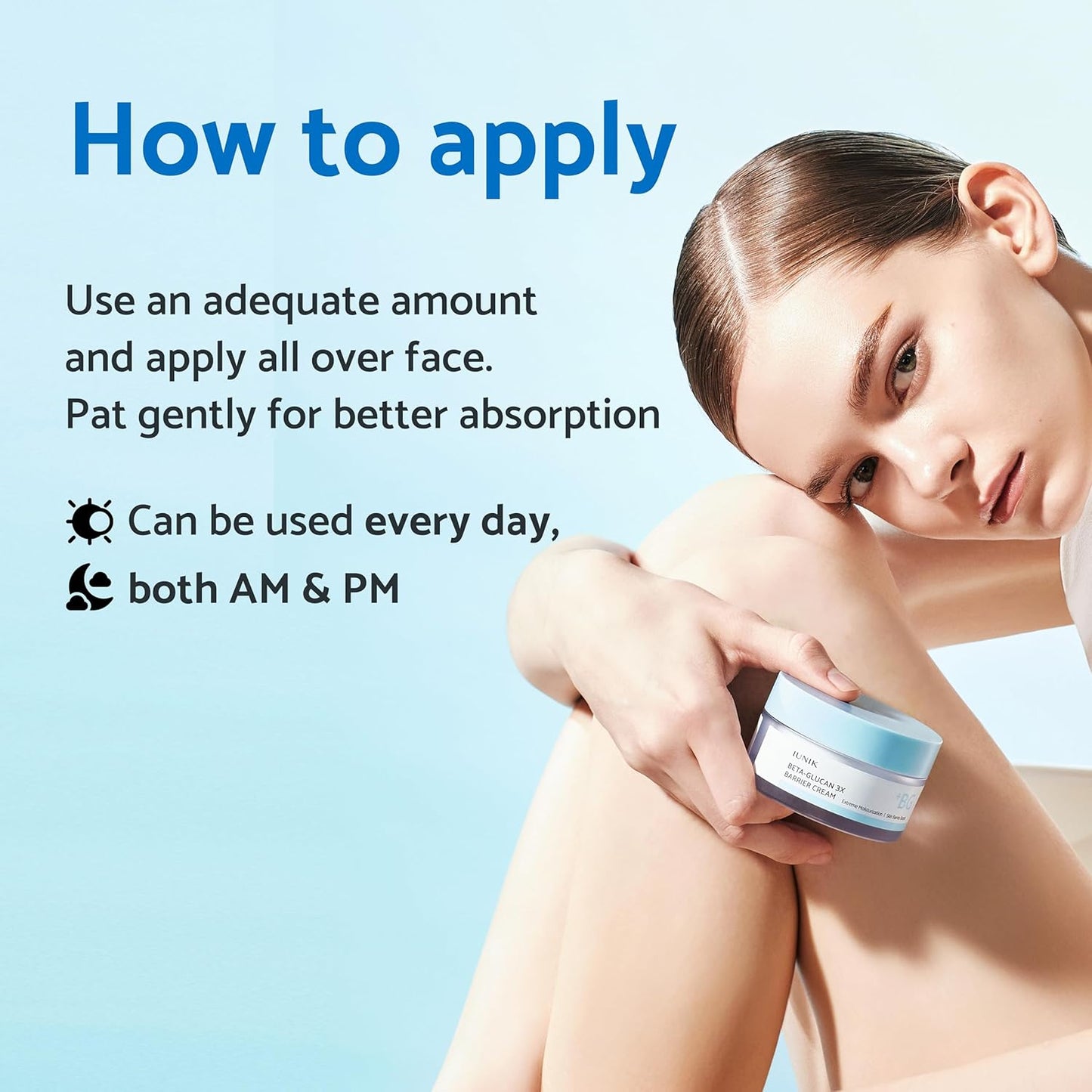 Beta-Glucan Non-Sticky Deep Moisture Hydration 3X Barrier Cream Day&Night Moisturizer Quick Absorption Barrier Strengthening for Sensitive Dry Skin with Shea Butter Panthenol Korean Skincare