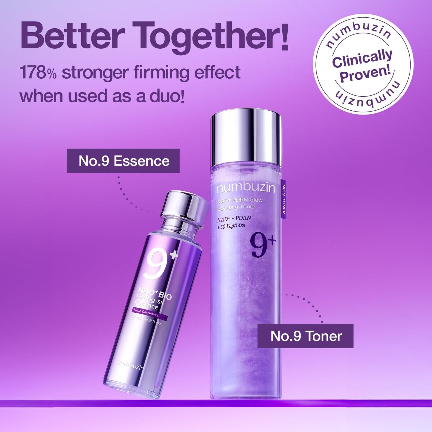 No.9 Toner | NAD+ PDRN Glow Boosting Toner | Glowing, Firming, Hydrating, Elasticity, Wrinkles, Fine Lines, Korean Skincare | Salmon PDRN, Peptides, NAD | Essence for Dry Skin | 5.07 Fl. Oz