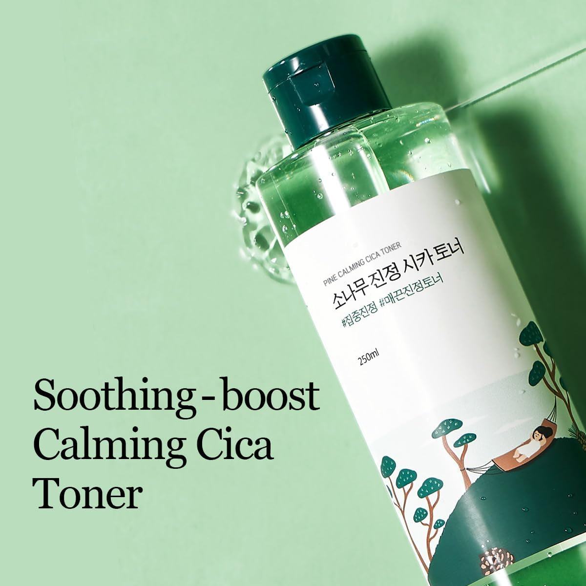 Pine Calming CICA Toner 8.45 Fl Oz, Low-Acidic Hydrating Toner for Face with Pine CICA, BHA + LHA, and Hyaluronic Acid for Soothing, Exfoliating, and Restoring Skin Balance, Korean Skincare