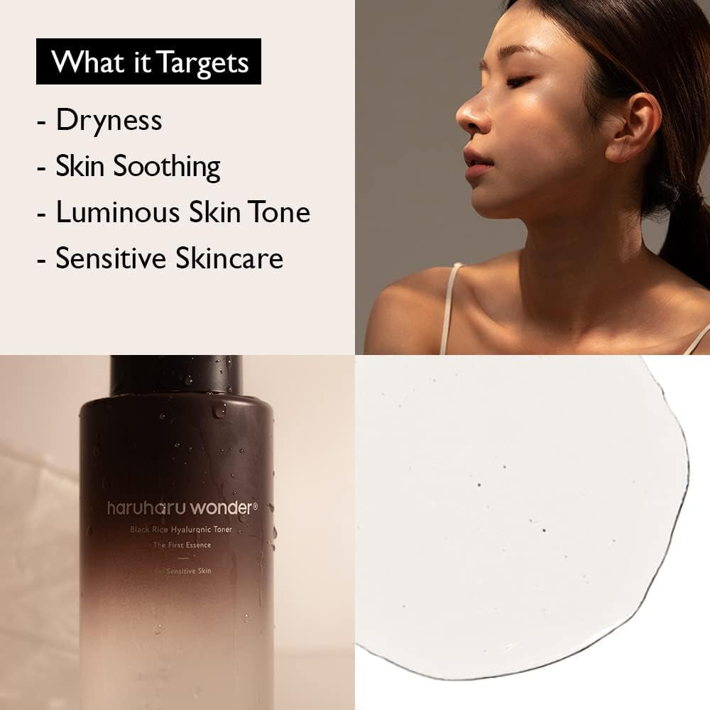 Wonder Black Rice Hyaluronic Toner for Sensitive Skin 10.1 Fl.Oz, Alcohol Free, Fragrance Free, Deep Hydration, Glass Skin, Korean Skincare, Vegan, Cruelty-Free