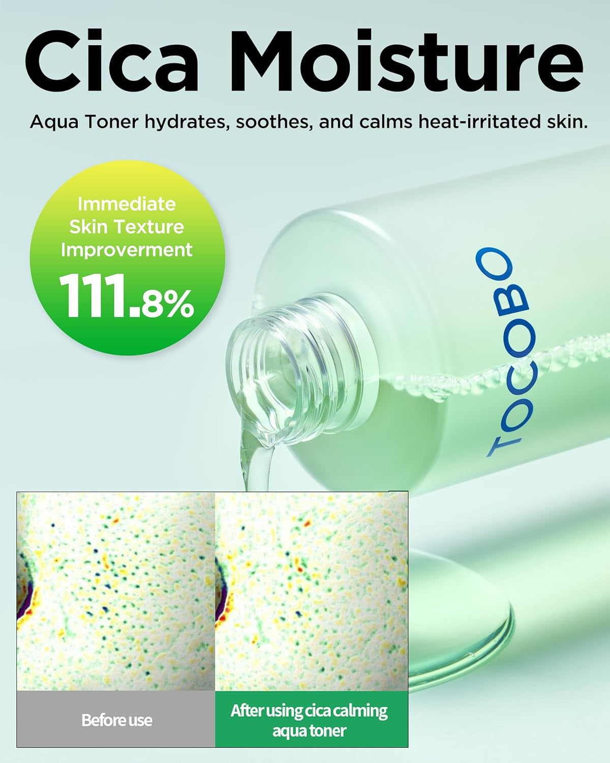 CICA Calming Aqua Toner – Korean Soothing Face Toner with CICA, Hyaluronic Acid & Aloe – Daily Hydration for Sensitive Skin, 24-Hour Moisture, Hypoallergenic Ph Balancing Formula, 6.76 Fl.Oz.