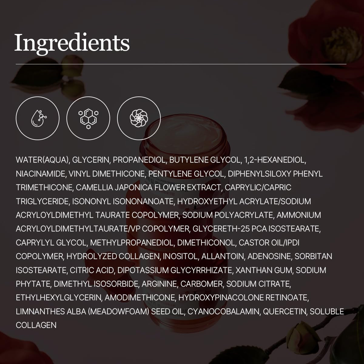 Camellia Deep Collagen Firming Cream 1.69 Fl Oz, Elasticity-Enhancing Face Moisturizer with Multi-Collagen for Long-Lasting Hydration, Smooth and Firm Skin, Pore Tightening, Korean Skincare