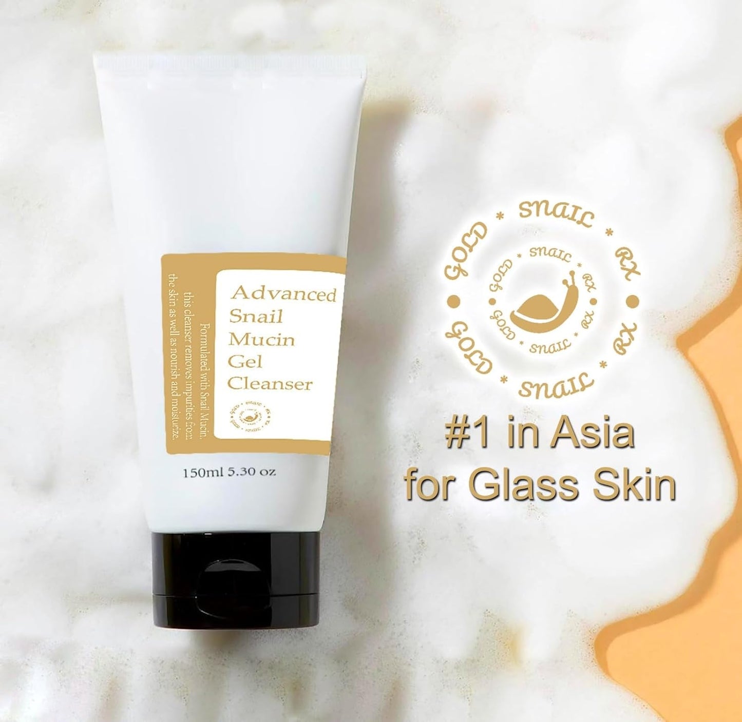 Advanced Snail Mucin Gel Cleanser, 5.07 Fl Oz/150 Ml Rich Daily Deep Cleansing for Dry & Sensative Skin Luxury Korean Skincare Not Tested on Animals No Parabens