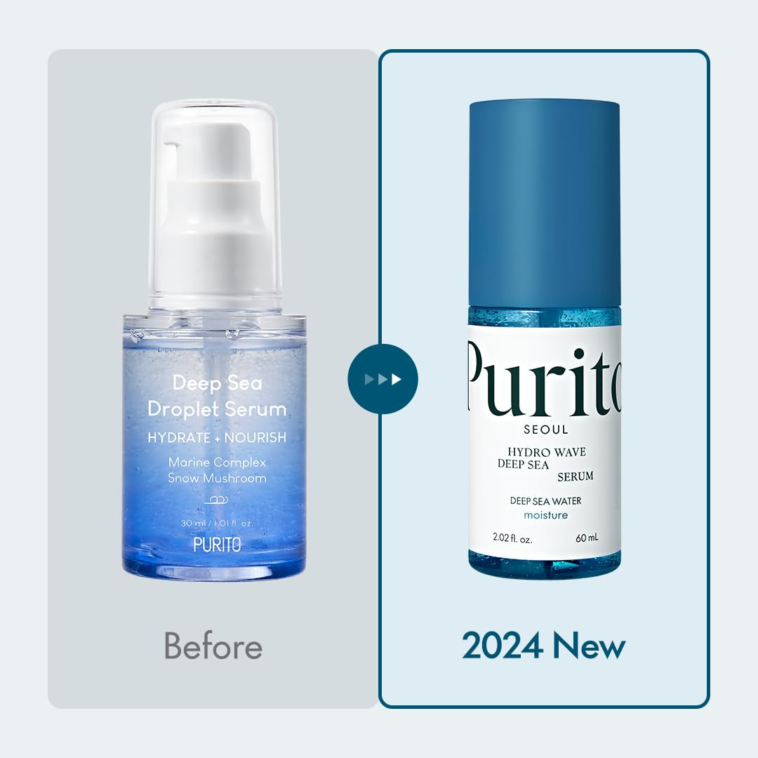 Hydro Wave Deep Sea Serum, 60 Ml / 2.02 Fl. Oz., Hydrating Face Serum, Lightweight & Non-Greasy, Skin Moisture Boost, Korean Skincare, for Sensitive Skin, Hyaluronic Acid & Deep Sea Water