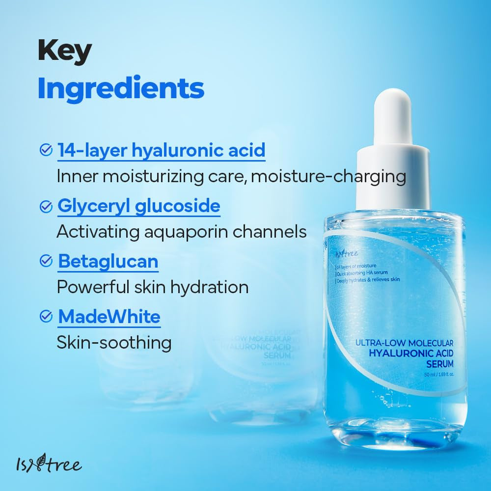 Ultra-Low Molecular Hyaluronic Acid Serum 1.69 Fl.Oz | Vegan Korean Skincare | 14-Complex Hyaluronic Acid | Deep Hydration | Lightweight & Fast-Absorbing