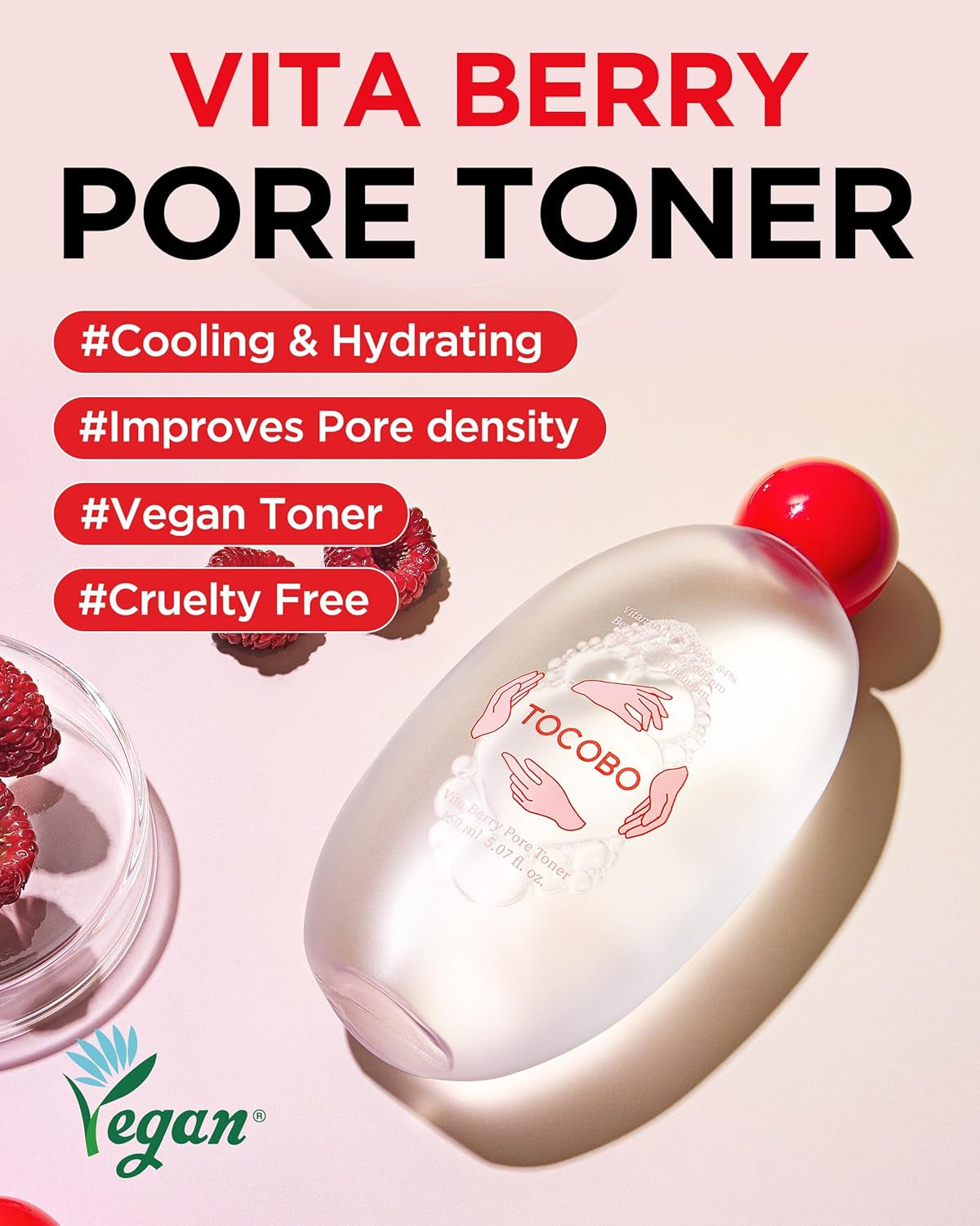 Vita Berry Pore Toner – Korean Vegan Alcohol-Free Face Toner with Hibiscus, Niacinamide & Vita Berry Water for Pore Tightening - Oil Balancing & Gentle Exfoliation, 5.07 Fl.Oz.