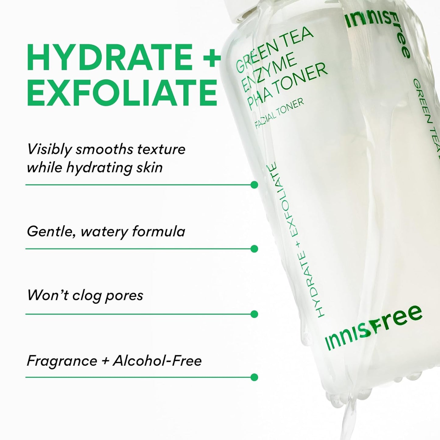 Green Tea Seed Hydrating Serum with Hyaluronic Acid & Niacinamide, Korean Face Serum for Glow