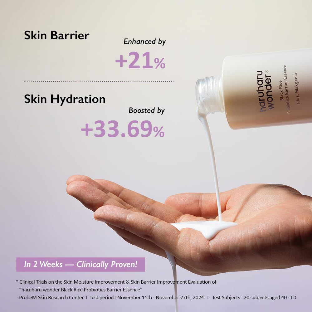 Wonder Black Rice Probiotics Barrier Essence 1.01 Fl. Oz., Travel Size Essence Toner to Strengthen Skin Barrier with Ceramides, Soothing, Moisturizing, Plumping, Korean Skincare