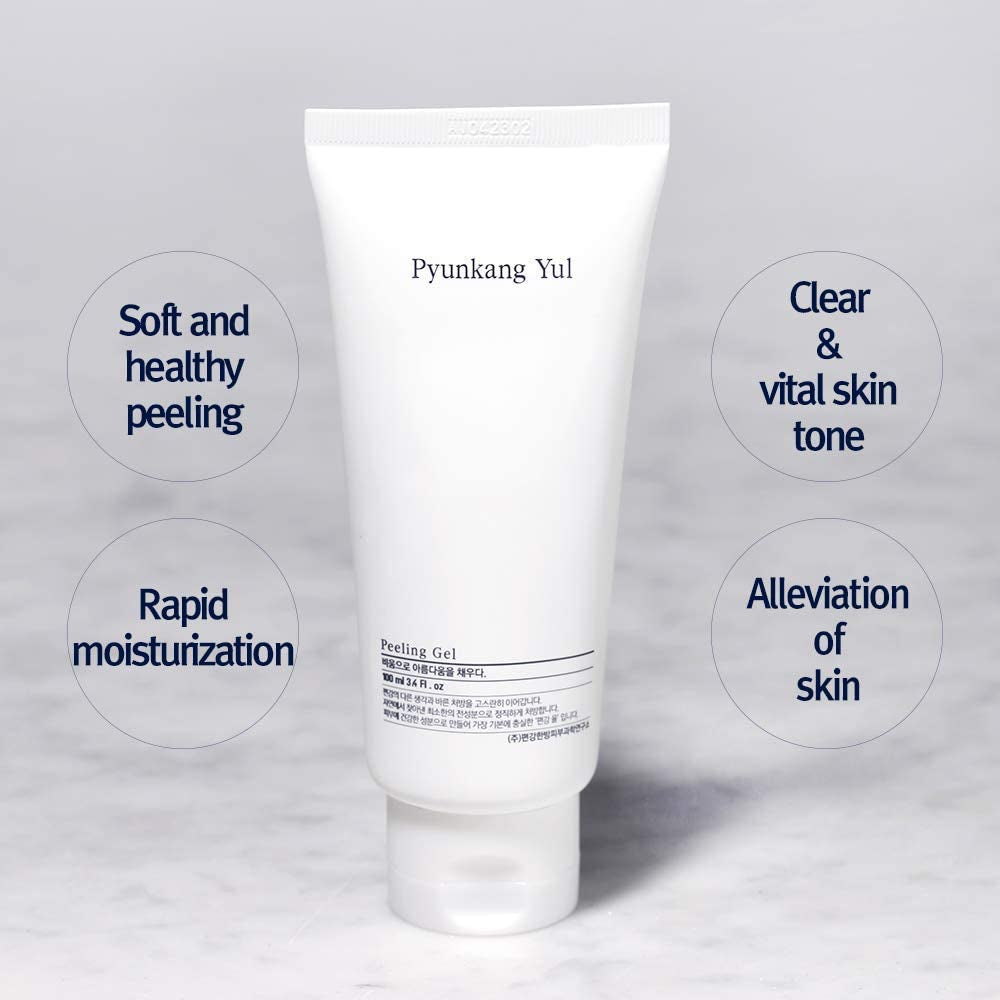 PKY Peeling Gel with Immediate Visible Effect, Mild and Smooth Face Scrub with Papaya and AHA, Zero-Irritation, Korean Skincare (3.4 Fl.Oz, 100Ml)