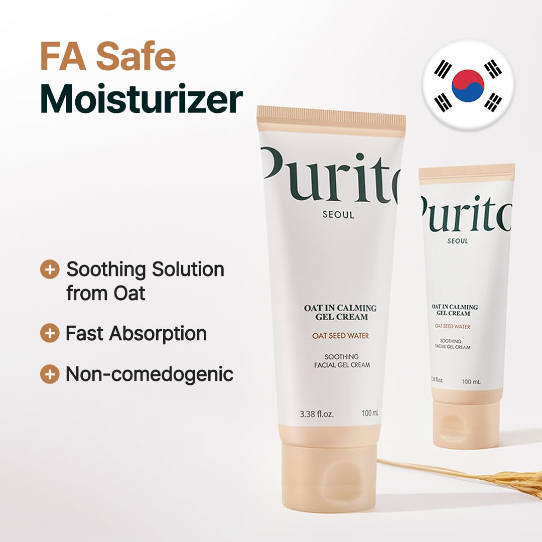 Oat in Calming Gel Cream, Oat Seed Water Hydration & Soothing, Lightweight, Non-Sticky FA Safe Moisturizer for Sensitive Skin, Non-Comedogenic, Fragrance-Free, Korean Skincare 3.38 Fl.Oz