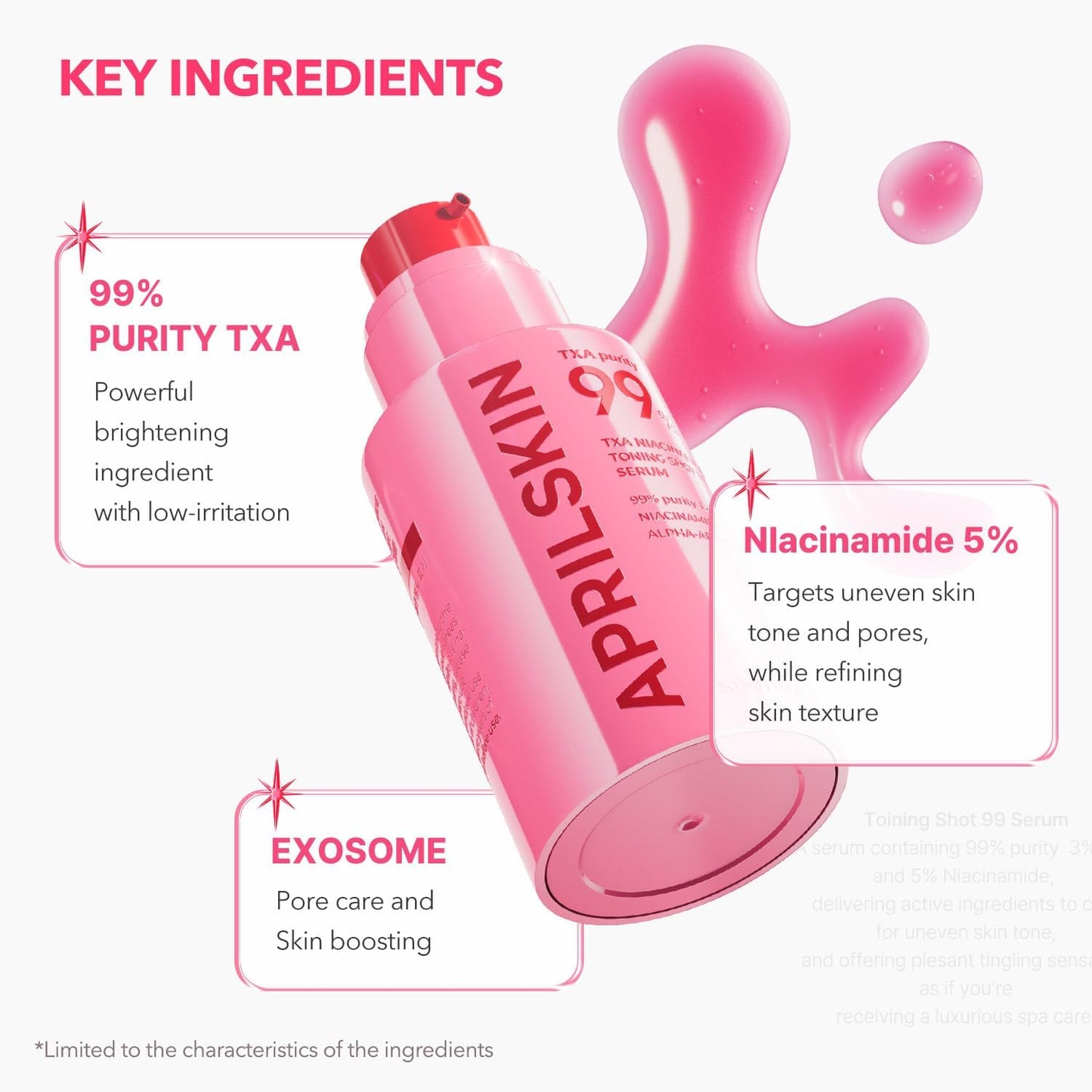 TXA Niacinamide Toning Shot 99 Spicule Facial Serum|Skin Booster Serum for Brightening and Pore Care|99% High-Purity Tranexamic Acid 3% + Niacinamide 5%|Korean Skin Care|1.01 Fl. Oz.