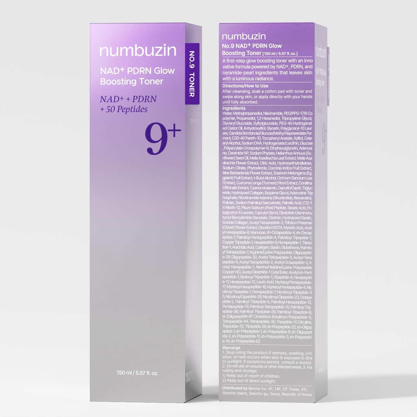 No.9 Toner | NAD+ PDRN Glow Boosting Toner | Glowing, Firming, Hydrating, Elasticity, Wrinkles, Fine Lines, Korean Skincare | Salmon PDRN, Peptides, NAD | Essence for Dry Skin | 5.07 Fl. Oz