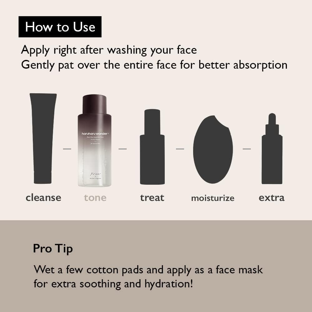 Wonder Black Rice Hyaluronic Toner for Sensitive Skin 10.1 Fl.Oz, Alcohol Free, Fragrance Free, Deep Hydration, Glass Skin, Korean Skincare, Vegan, Cruelty-Free