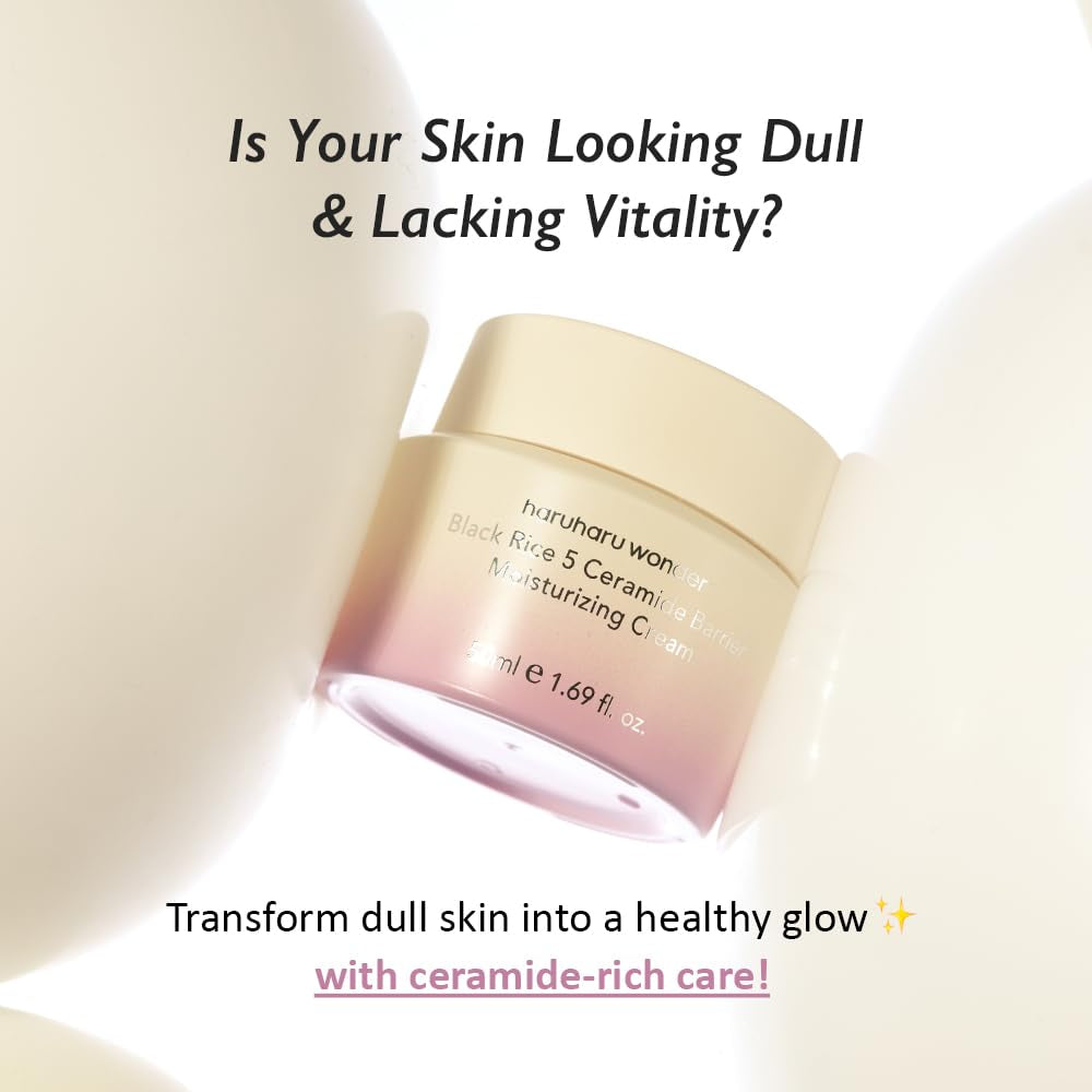 Wonder Black Rice 5 Ceramide Barrier Moisturizing Cream, Daily Skin Barrier Care, Long-Lasting Hydration, Soothing & Nourishing, Ceramide Capsules, Korean Skincare, 1.69 Fl.Oz