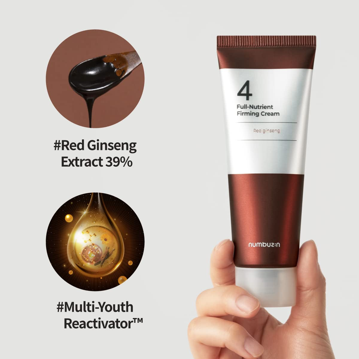 No.4 Cream | Full-Nutrient Firming Cream | Skin Elasticity, Wrinkle Care, Anti-Aging, Deeply Nourishing, Hydration | Red Ginseng, Panthenol, Niacinamide, Bifida | 2.02 Fl. Oz.