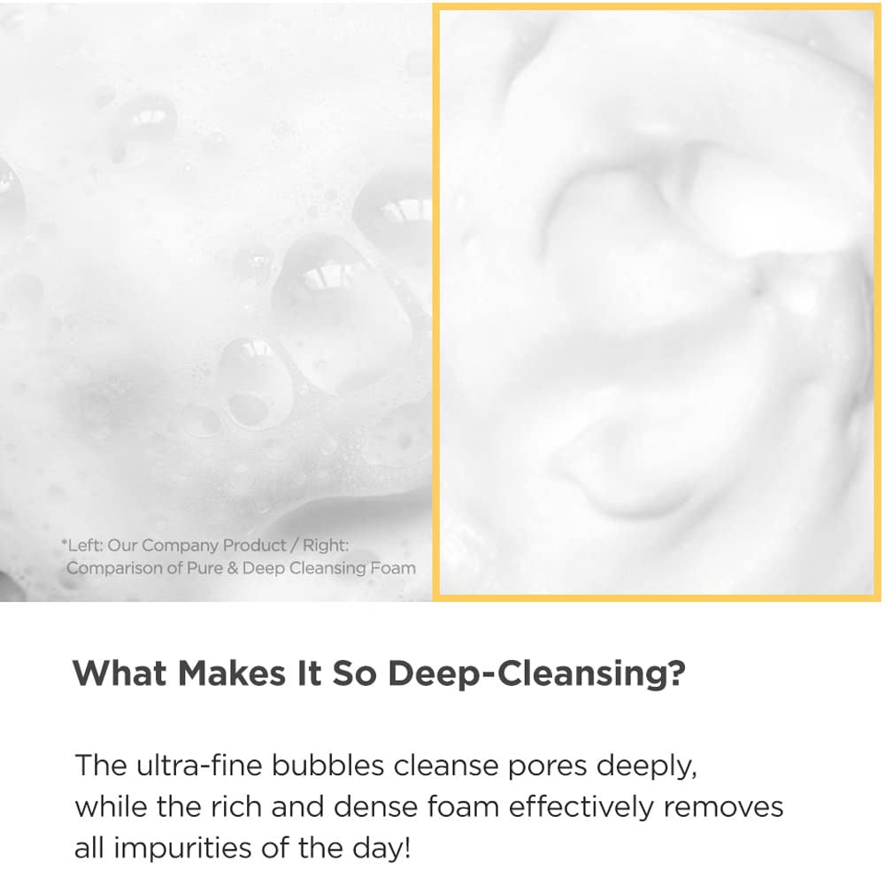 Pure & Deep Cleansing Foam | Gentle Face Wash with Natural Ingredients | Removes Impurities & Excess Sebum | Suitable for All Skin Types | Korean Skincare 6.7 Fl Oz (200Ml)