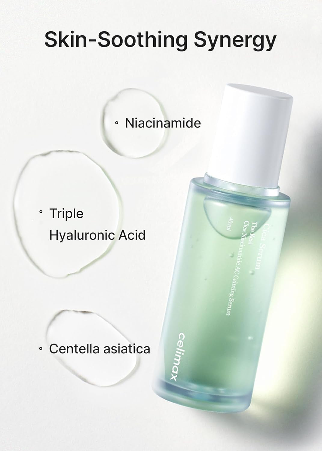the Real Cica Niacinamide AC Calming Serum 40Ml | Hyaluronic Acid Redness Relief Moisturizing Soothing Restoring Serum Mild Formula for Sensitive,Christmas Gift Stocking Stuffers
