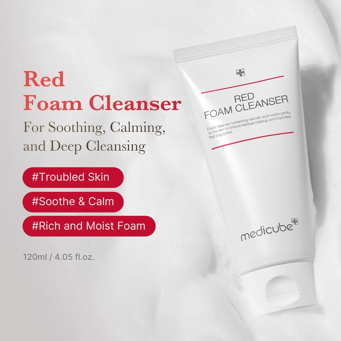 Red Foam Cleanser - Deeply Cleanses, Remove Impurities, Control Sebum, | Korean Skincare