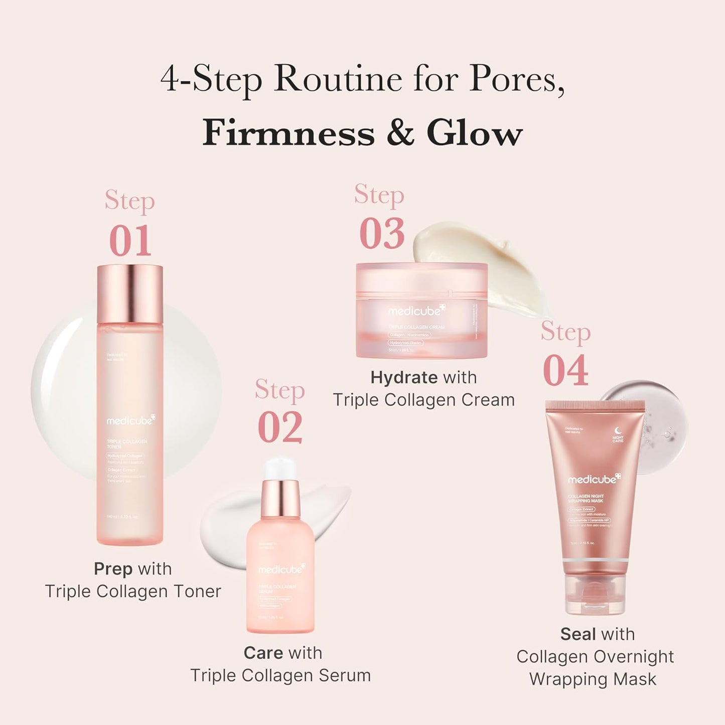 Triple Collagen Toner - Hydrolyzed, Atelo, & Soluble Collagen for Deep Hydration & Plump Skin - Fast-Absorbing Formula for All-Day Suppleness, Korean Skincare (4.73 Fl.Oz.)