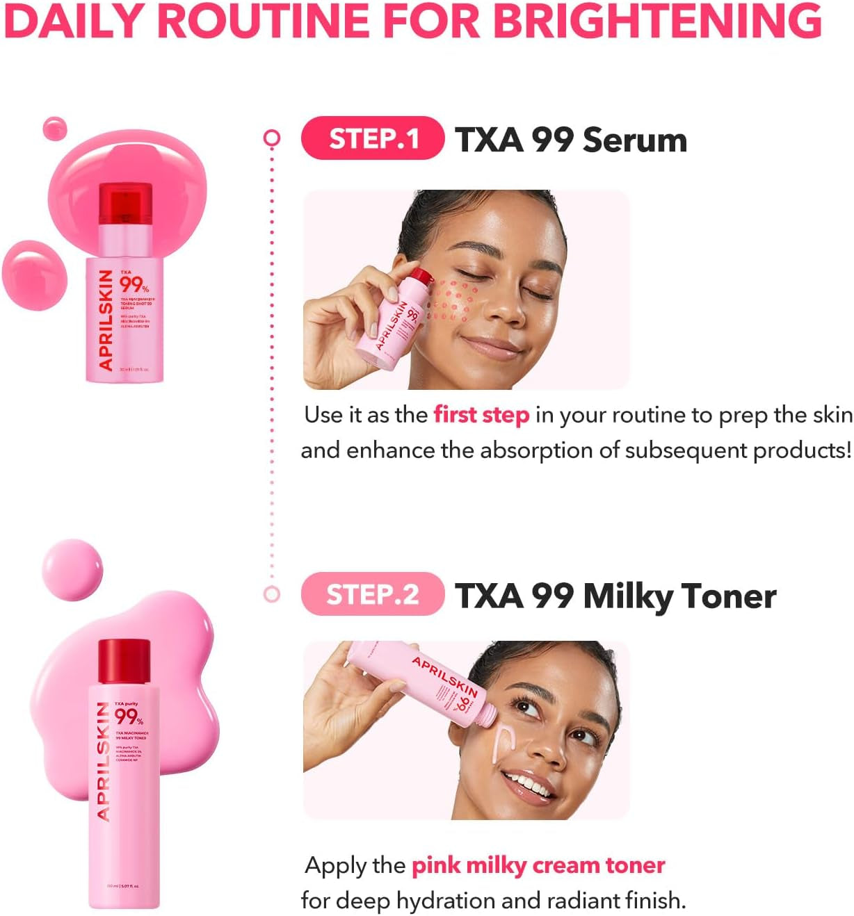 Txa+Niacinamide 99 Pink Milky Toner | 99% High-Purity TXA 3%+ Niacinamide 5% for Brightening | Highly Concentrated Cream Toner | Deep Moisturizing Formula for Dull Skin | 5.07 Fl.Oz.