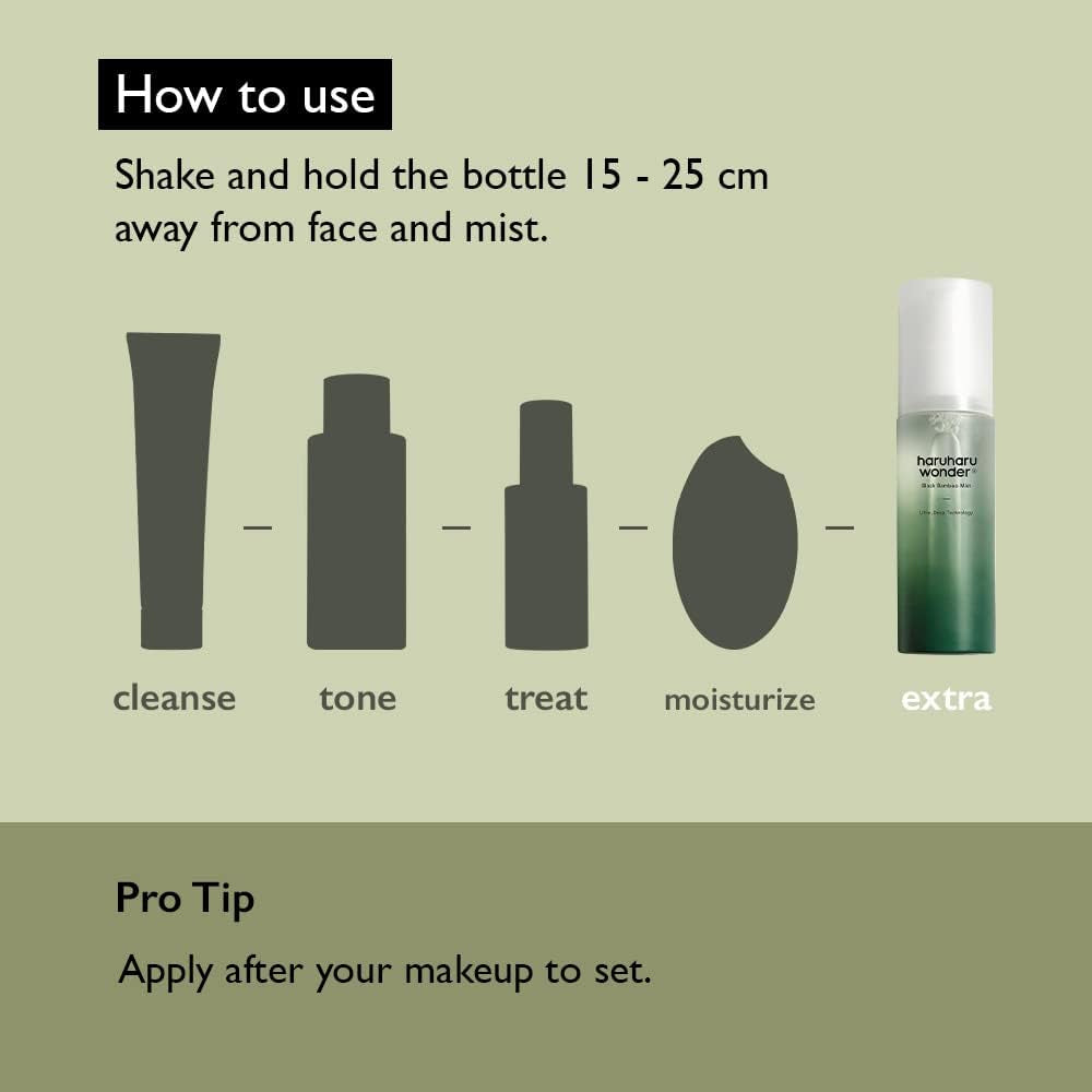 Wonder Black Bamboo Mist, 2.7 Fl.Oz. Hydrating and Firming Skin, Black Rice, Panax Ginseng for Clean and Smooth Skin Surface, Korean Skincare, Vegan, Cruelty Free
