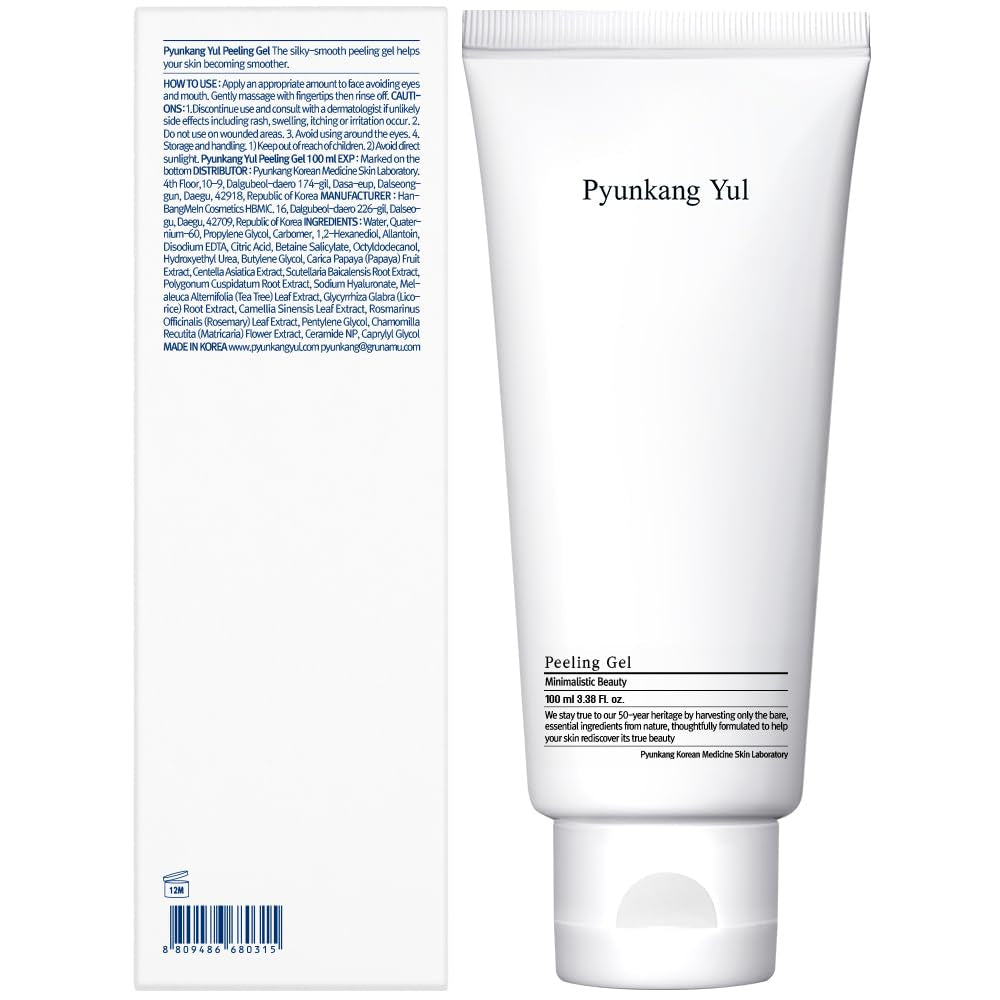 PKY Peeling Gel with Immediate Visible Effect, Mild and Smooth Face Scrub with Papaya and AHA, Zero-Irritation, Korean Skincare (3.4 Fl.Oz, 100Ml)