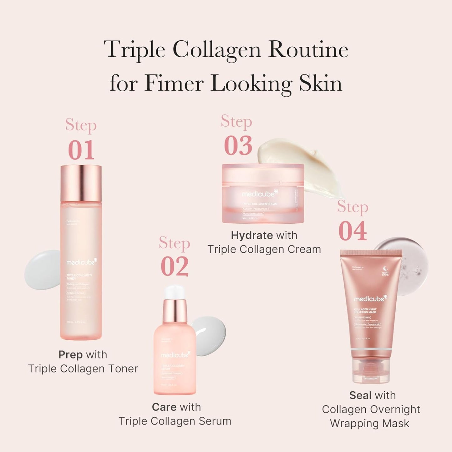 Triple Collagen Serum 1.85 Fl.Oz - Nourish Dull Skin with Triple Collagen Complex - a Lightweight Serum with Niacinamide and Hyaluronic Acid - Korean Skincare