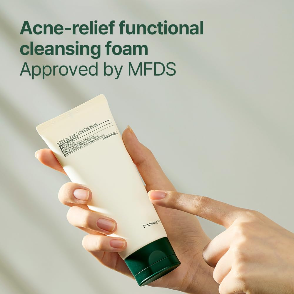 PKY Calming Cleansing Foam, Low Ph Formula Facial Wash/Cleanser with Witch Hazel, AHA for Oil Control- Cica, Tea Tree Extract - Rapid Moisture Replenishment 3.38 Fl.Oz