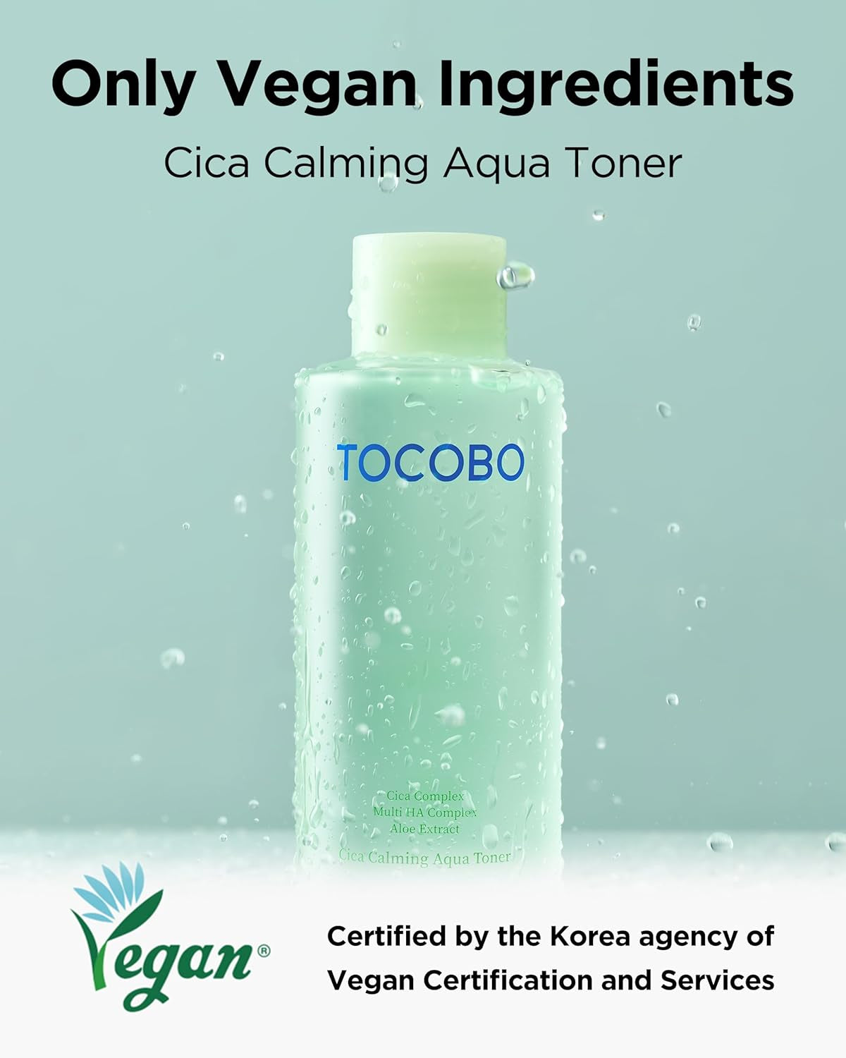 CICA Calming Aqua Toner – Korean Soothing Face Toner with CICA, Hyaluronic Acid & Aloe – Daily Hydration for Sensitive Skin, 24-Hour Moisture, Hypoallergenic Ph Balancing Formula, 6.76 Fl.Oz.