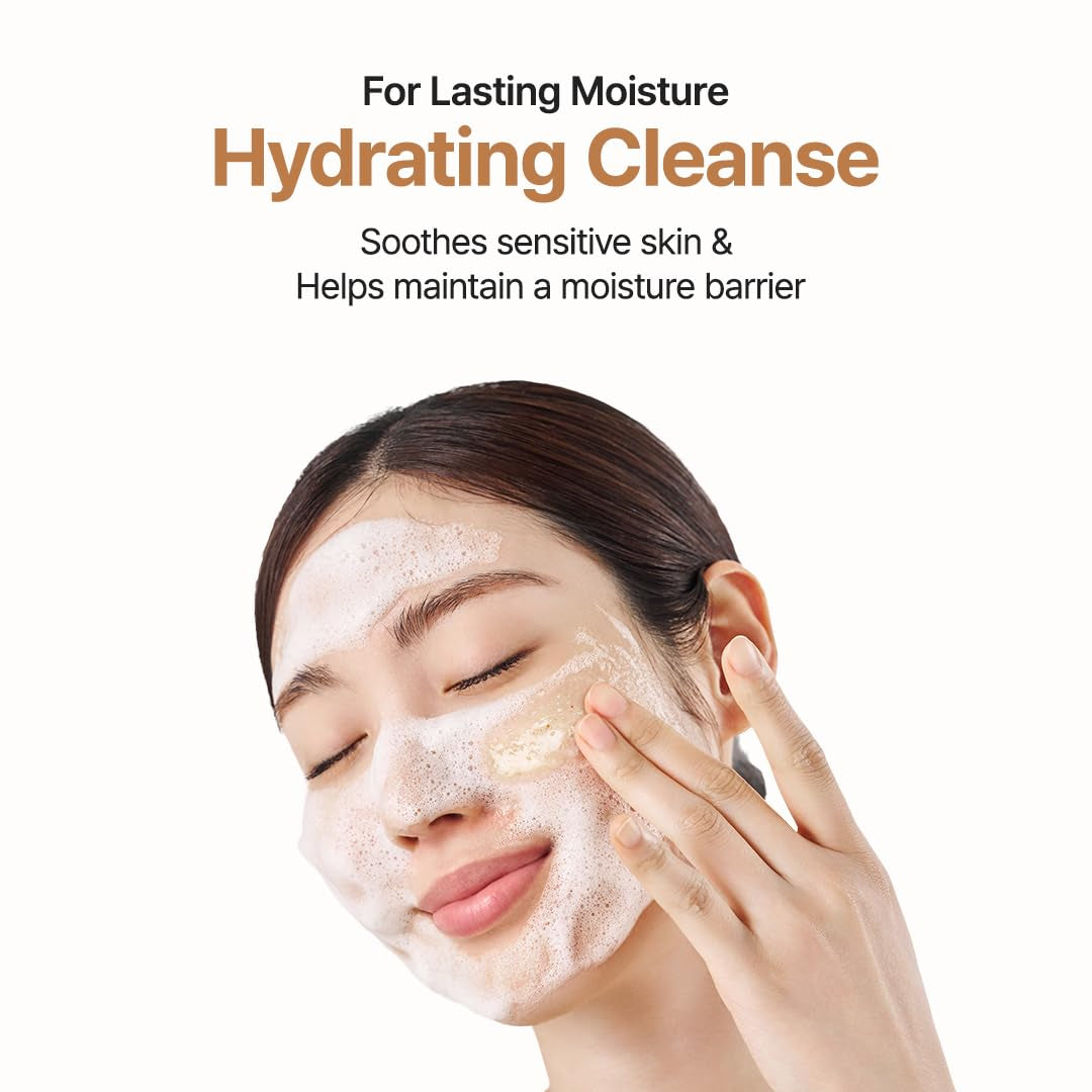 Oat Exfoliating Facial Polish Cleanser - Hydrating Daily Face Wash with Gentle Scrub Clay Pore Minimizing Panthenol, Oat Seed Water Vegan, Non-Comedogenic Korean Skin Care 5.07 Fl.Oz
