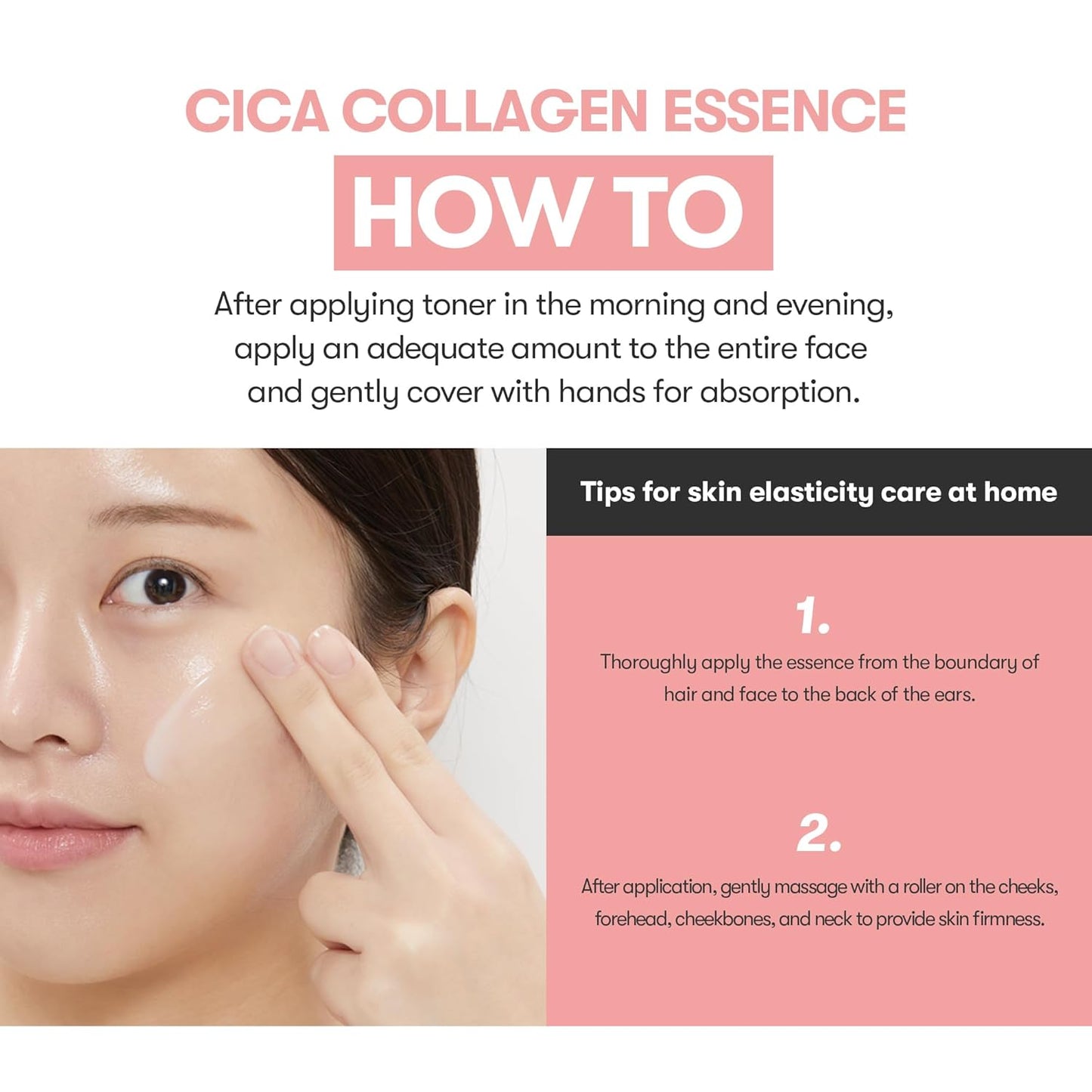 Cica Collagen Essence, 300Da Collagen Extract & Peptide Complex for Firming, Plumping, and Improving Skin Elasticity. Korean Skincare, Pink Collagen Serum