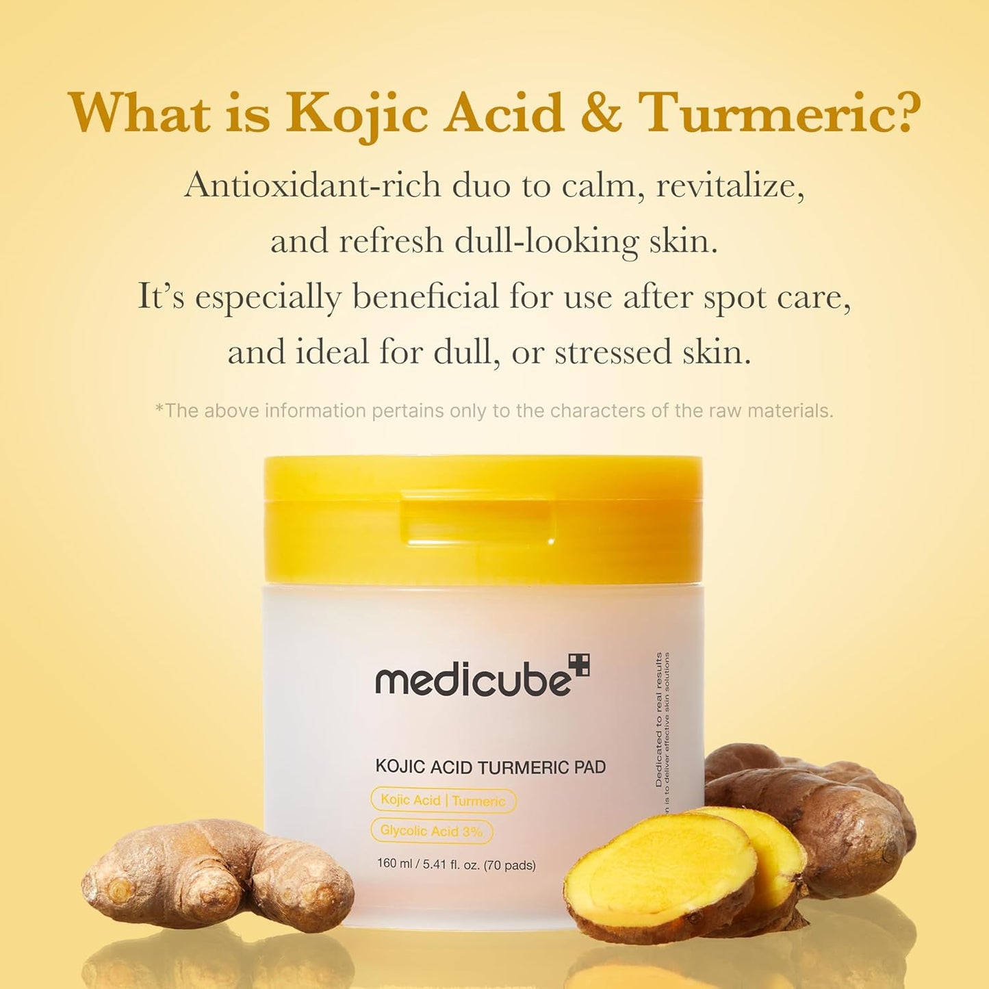 Kojic Acid Turmeric Clarifying Toner Pad for Troubled Skin & Use after Spot Care | Soothing & Calming with Kojic Acid, Turmeric, Niacinamide, and Glycolic Acid | Korean Skin Care, 70 Pads