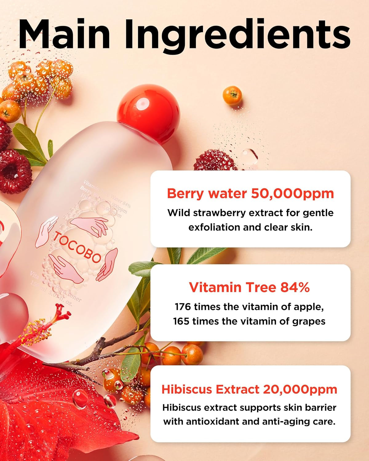 Vita Berry Pore Toner – Korean Vegan Alcohol-Free Face Toner with Hibiscus, Niacinamide & Vita Berry Water for Pore Tightening - Oil Balancing & Gentle Exfoliation, 5.07 Fl.Oz.