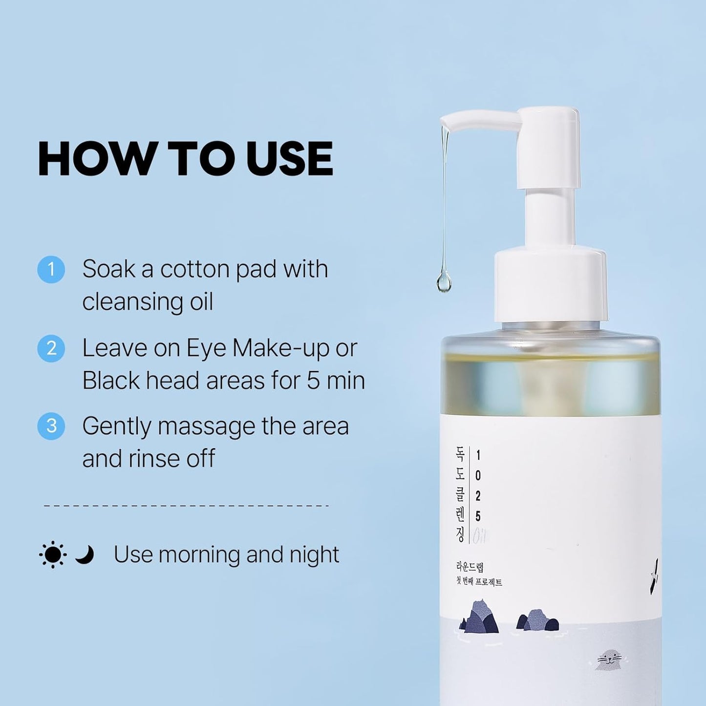 1025 Dokdo Cleansing Oil 6.76 Fl Oz, Facial Oil Cleanser for Face, Deep Pore Cleansing, Makeup Blackhead Impurities Remover, Easy to Wash off No Oily Residue, Korean Skin Care