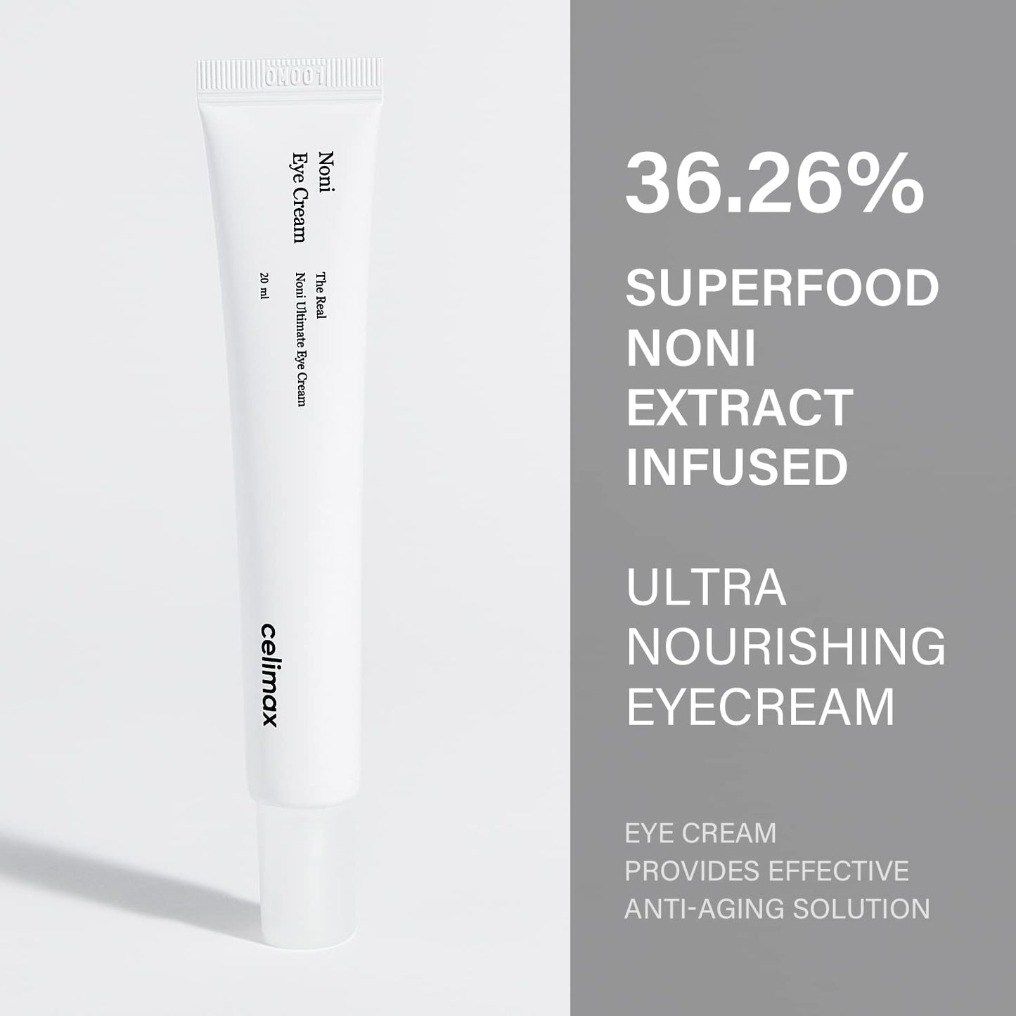 Real Noni Eye Cream | with Noni Extract & Bakuchiol (Retinol), anti Aging, for Wrinkle, Crows Feet & under Eye, Dark Circles, Brightening, Hydrating, Sensitive for Skin, 20Ml