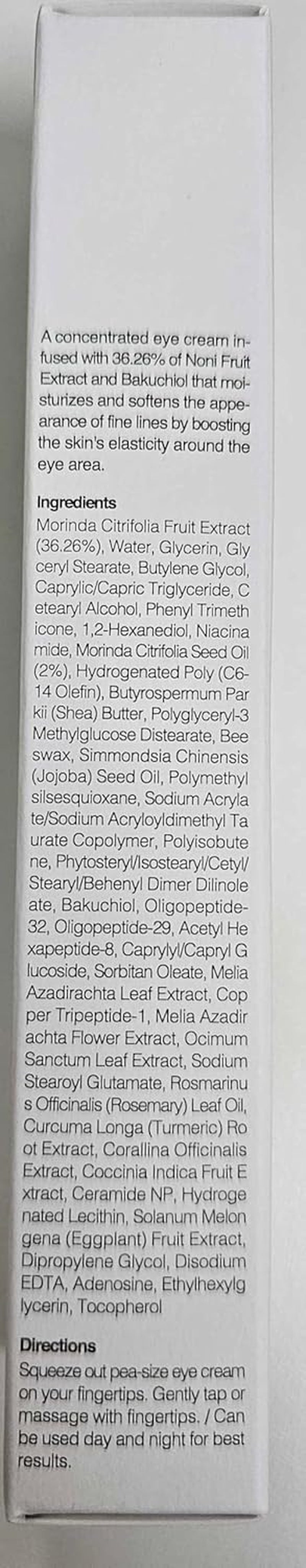 Real Noni Eye Cream | with Noni Extract & Bakuchiol (Retinol), anti Aging, for Wrinkle, Crows Feet & under Eye, Dark Circles, Brightening, Hydrating, Sensitive for Skin, 20Ml