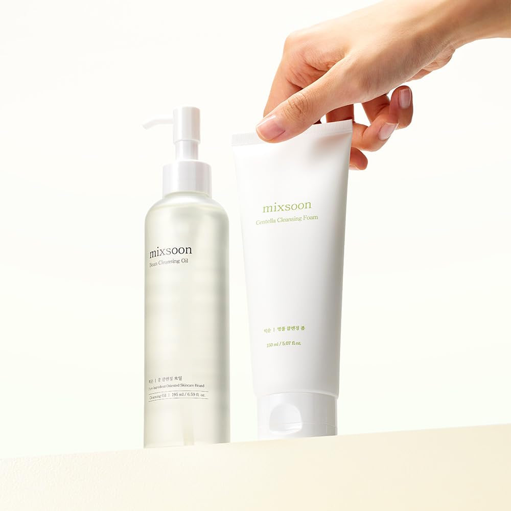 Cleansing Set - Centella Foam 5.07 Fl. Oz / 150Ml & Bean Oil 6.59 Fl. Oz / 195Ml (Double Cleansing Set) Korean Glass Skin Care