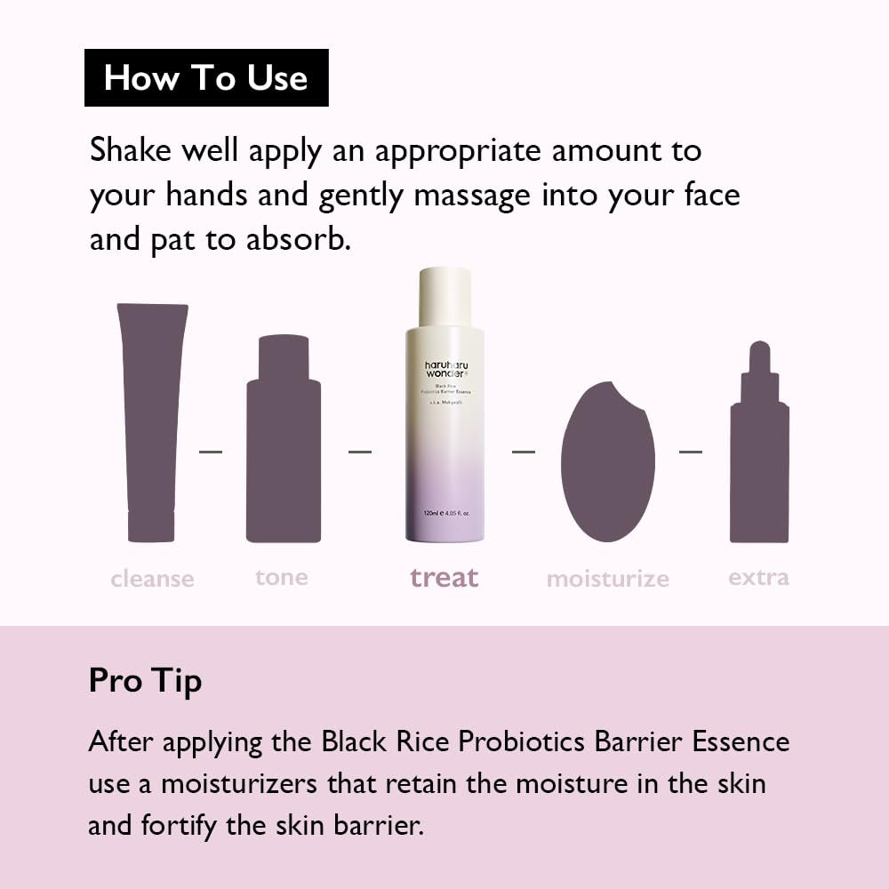 Wonder Black Rice Probiotics Barrier Essence 1.01 Fl. Oz., Travel Size Essence Toner to Strengthen Skin Barrier with Ceramides, Soothing, Moisturizing, Plumping, Korean Skincare
