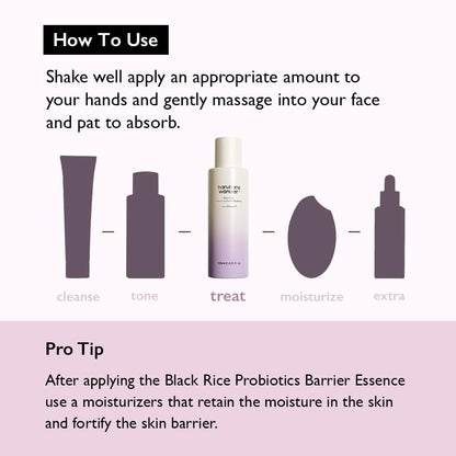 Wonder Black Rice Probiotics Barrier Essence 4.05 Fl. Oz., Essence Toner to Strengthen Skin Barrier with Ceramides, Fermented Ingredients, Milky Essence, Moisturizing, Plumping