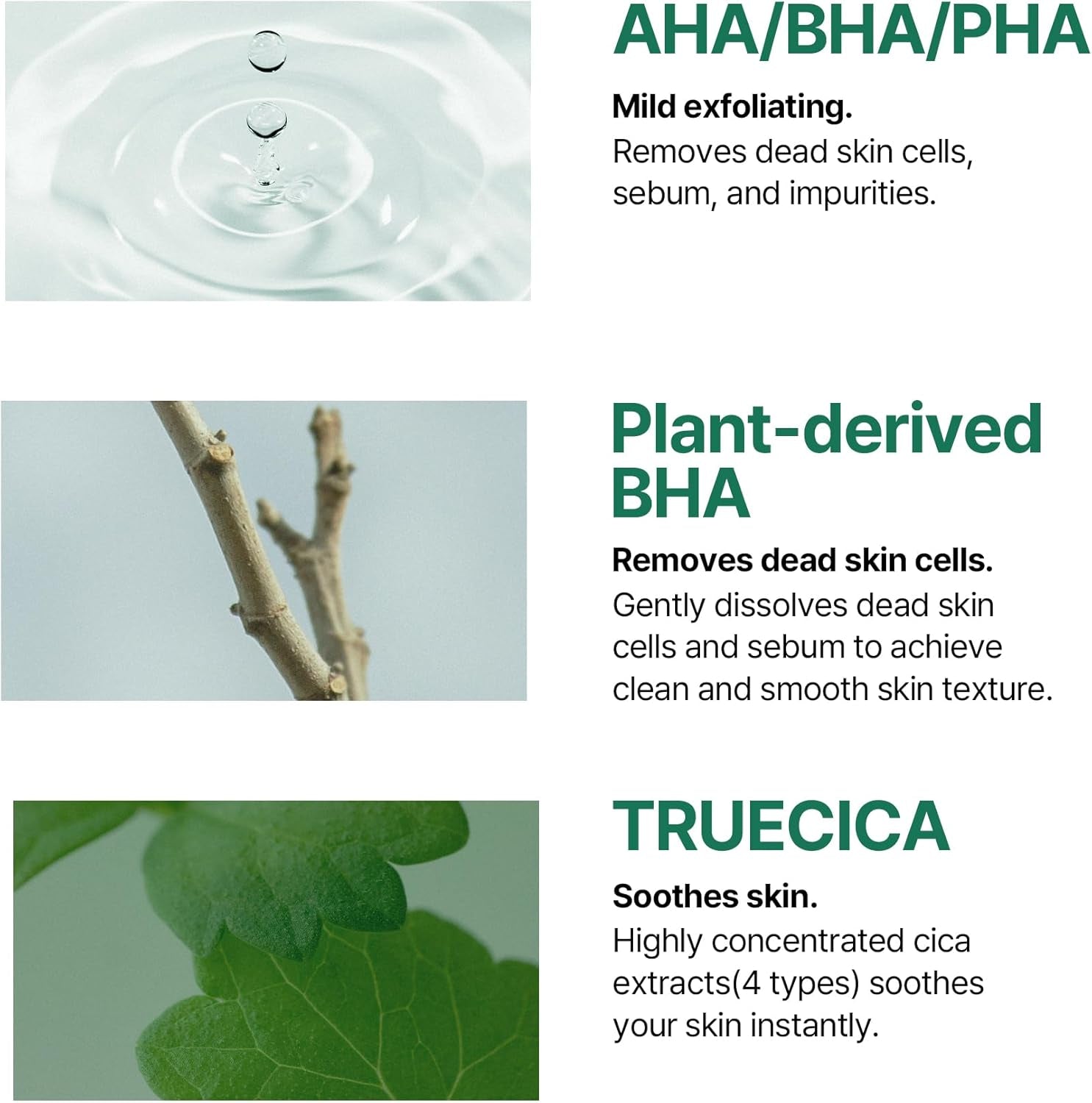 AHA BHA PHA 30 Days Miracle Truecica Clear Pad – 70 Pads – Korean Exfoliating Centella Face Toner Pads – Gently Clears Impurities, Refines Pores & Smooths Skin Texture – Korean Skin Care